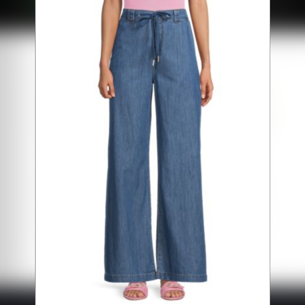 Joe's Jeans Blue Drawstring Wide-Leg Denim